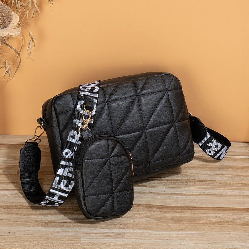 Women’s Two-Piece Messenger Bag Set PU Leather Soft Shoulder Bag with Small Crossbody Pouch