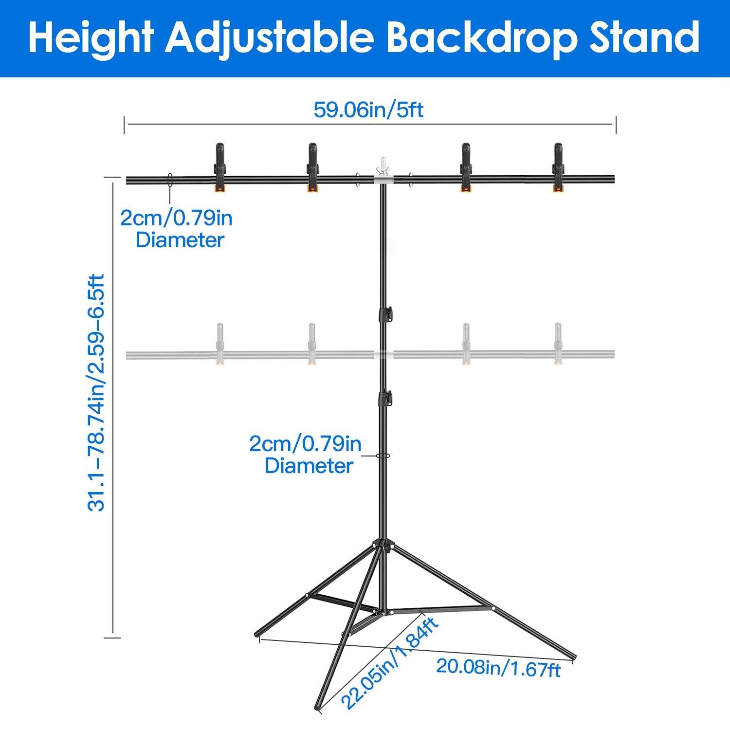 5x6.5FT T-Shape Backdrop Stand with Clamps