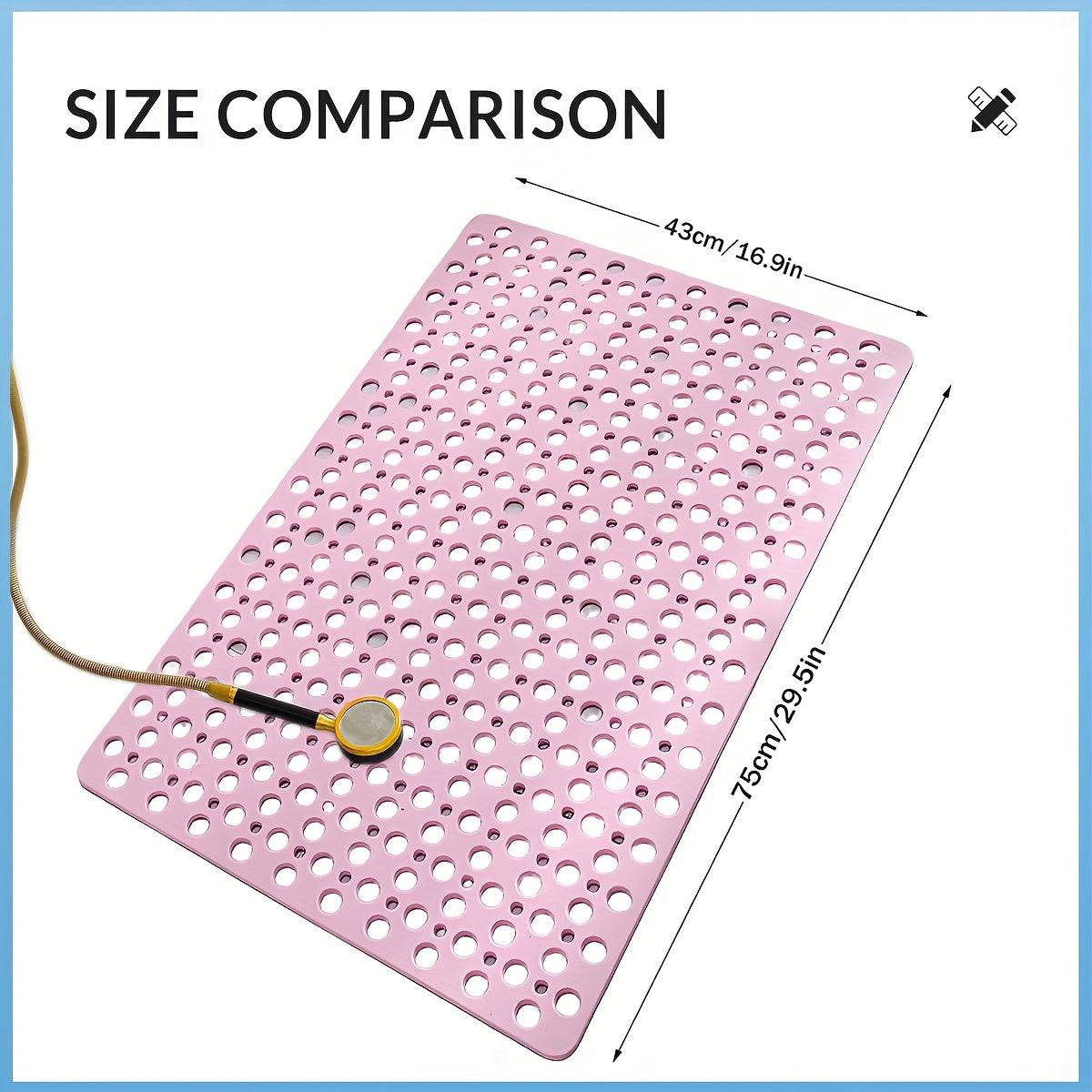 Quick-Dry Non-Slip Massage Bath Mat 43x75cm Suction Cup Mat with Drain Holes & Rings for Home & Hotel Use