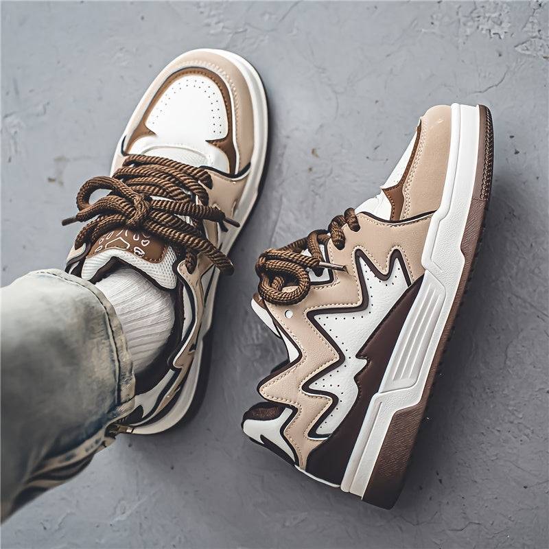 Men’s Low-Top Casual Sneakers Lace-Up Design with Thick PVC Sole & Breathable Lining for Daily Wear, Outdoor & Light Exercise