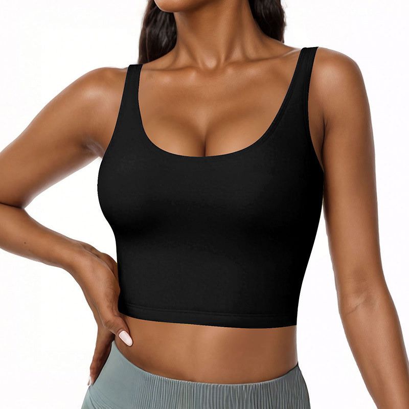 U Neck T Shirt Tank with Built In Bra and Soft Stretch Fit