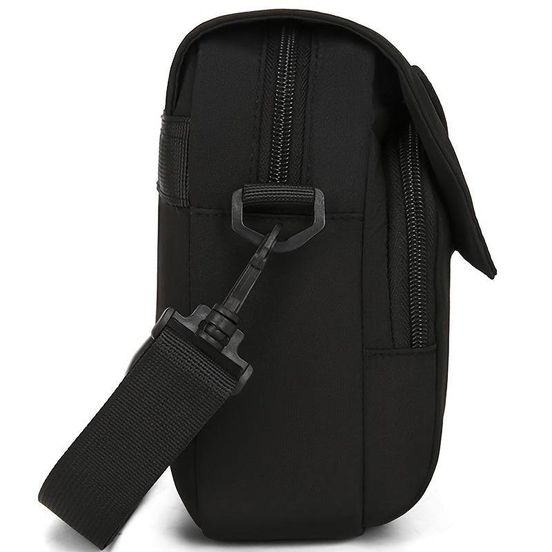 Men’s Black Canvas Crossbody Bag – Stylish Casual Shoulder Bag with Adjustable Strap & Multi-Compartments for Everyday Use