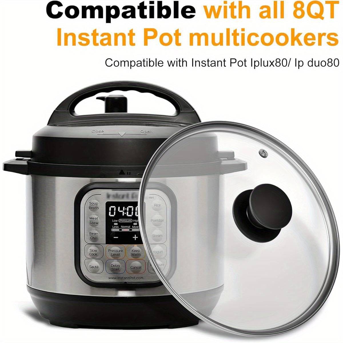 Tempered Glass Lid for 8-Quart Pressure Cooker – Replacement Accessory with Silicone Knob & Steam Vent, Heat-Resistant & Dishwasher Safe