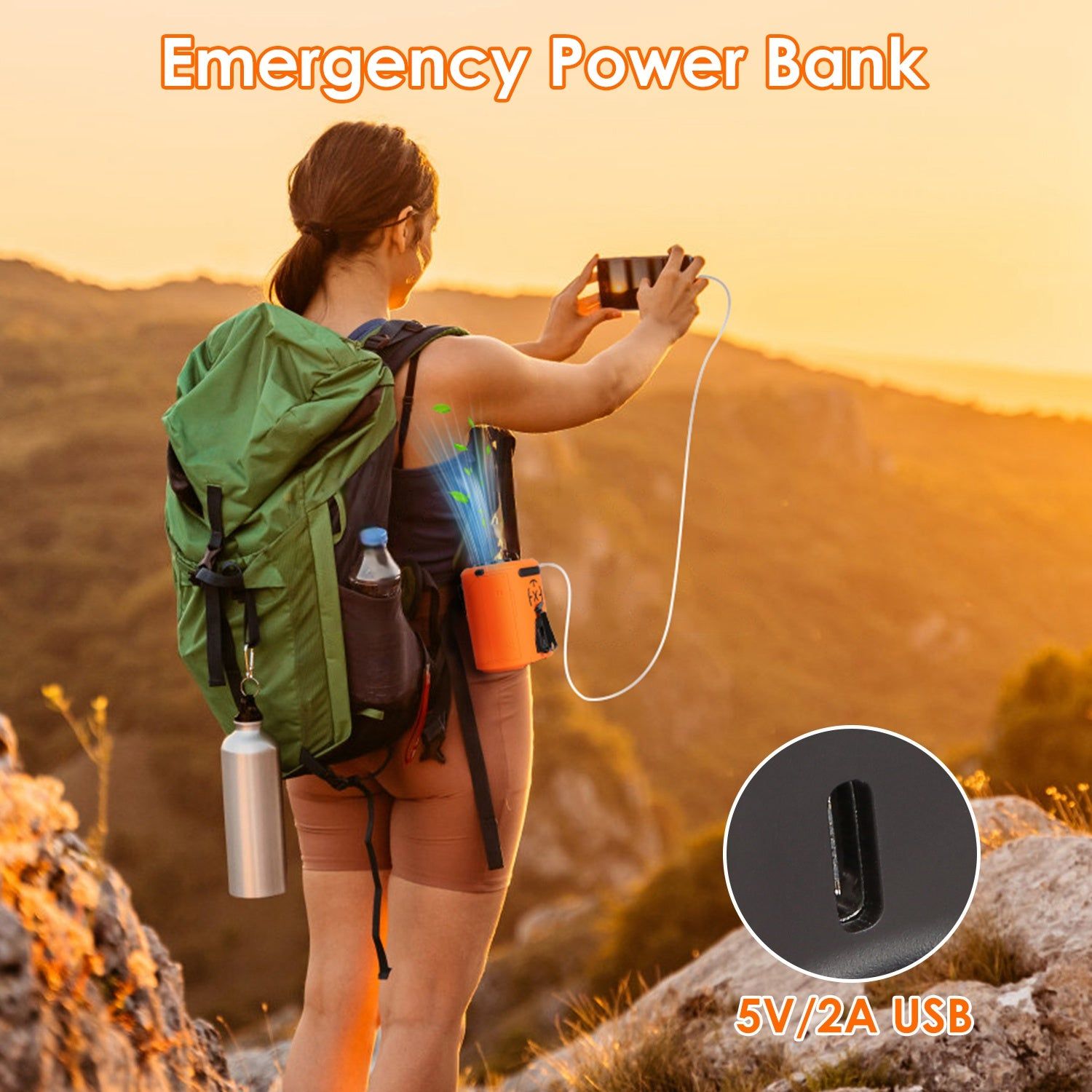 Portable Waist Clip Fan With LED Light And Power Bank