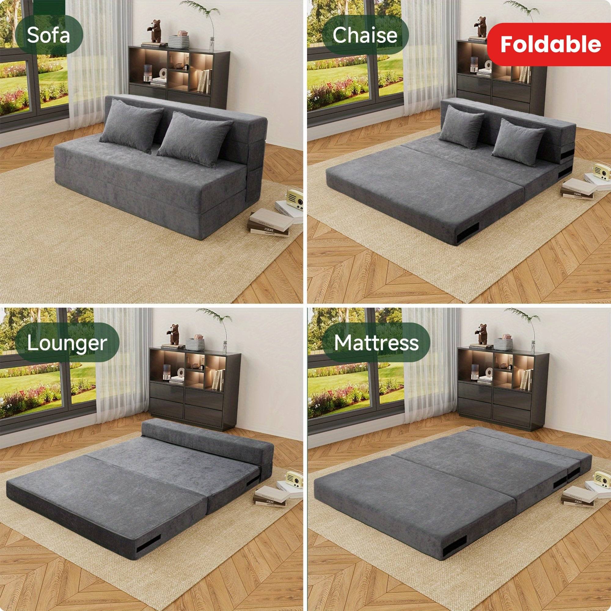 Folding Sofa Bed with Memory Foam, Convertible Sofa Chair with Removable Cover, Foldable Sleeper for Living Room, Dorm or Apartment