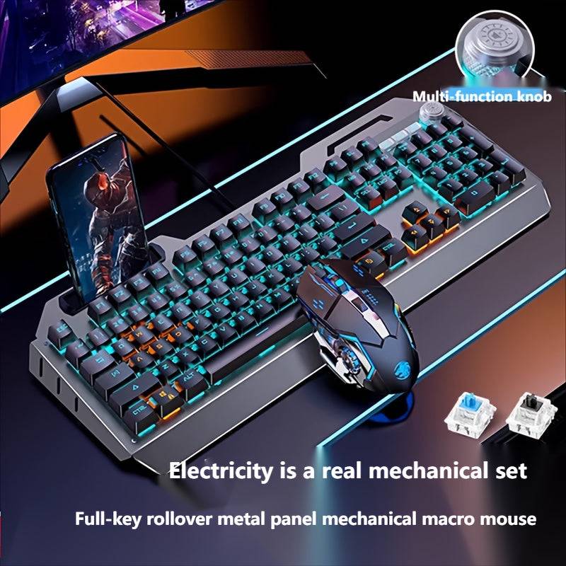 Wired Gaming Keyboard 104-Key Full Size with LED Backlight, Ergonomic Quiet Design & Volume Knob for PC & Laptop