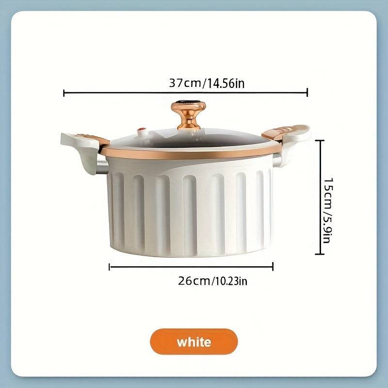 8L Large-Capacity Non-Stick Multi-Function Pot – Steaming, Boiling & Frying with Push-Pull Lock and Silicone Seal for Family Meals & Holidays