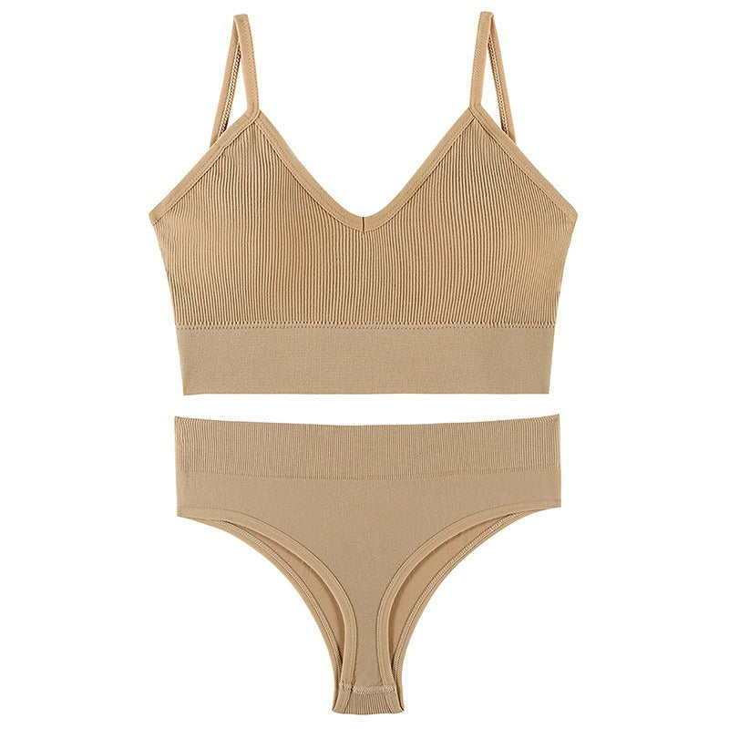 Underwear Set Wireless Push Up Triangle Cup Bra Vest