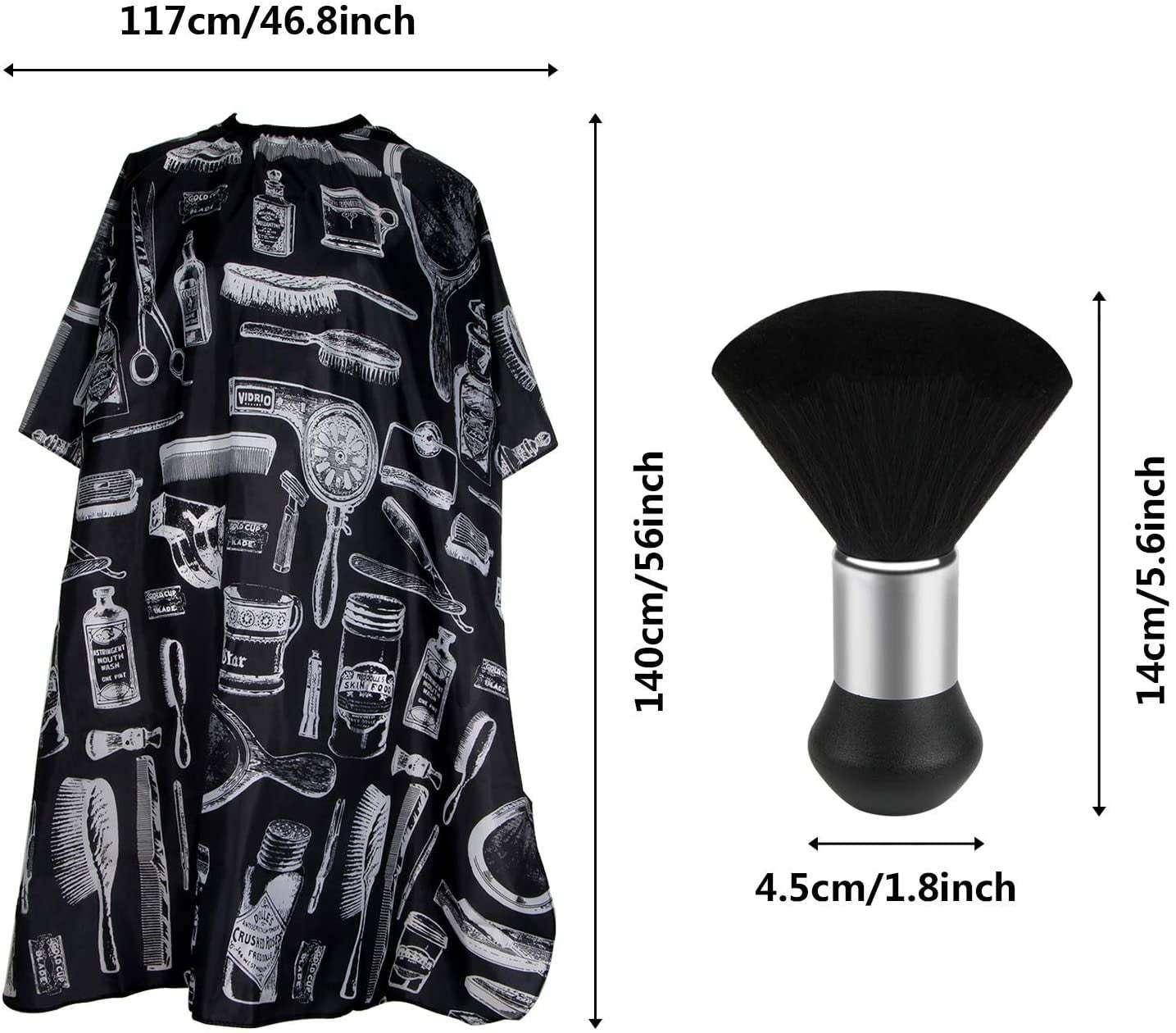 Professional Barber Cape with Snap Closure and Brush