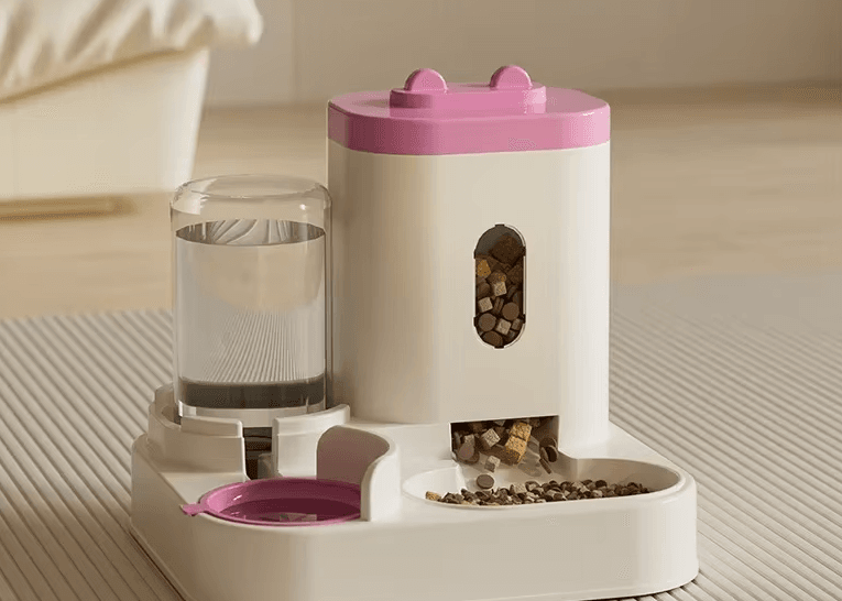 Automatic Cat Feeder with Dual Food and Water Dispenser