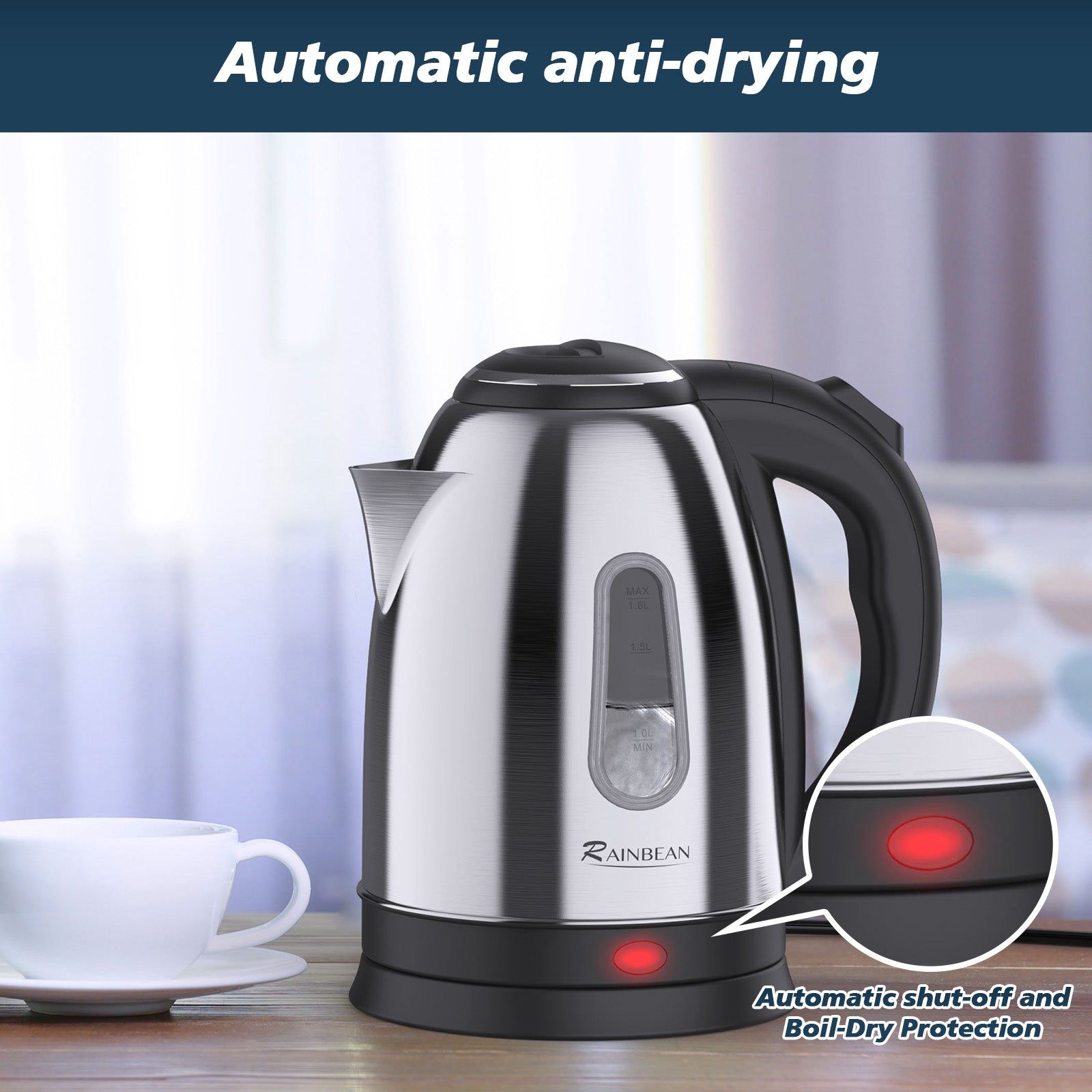 1.8L Electric Kettle with Auto Shut Off Fast Heating