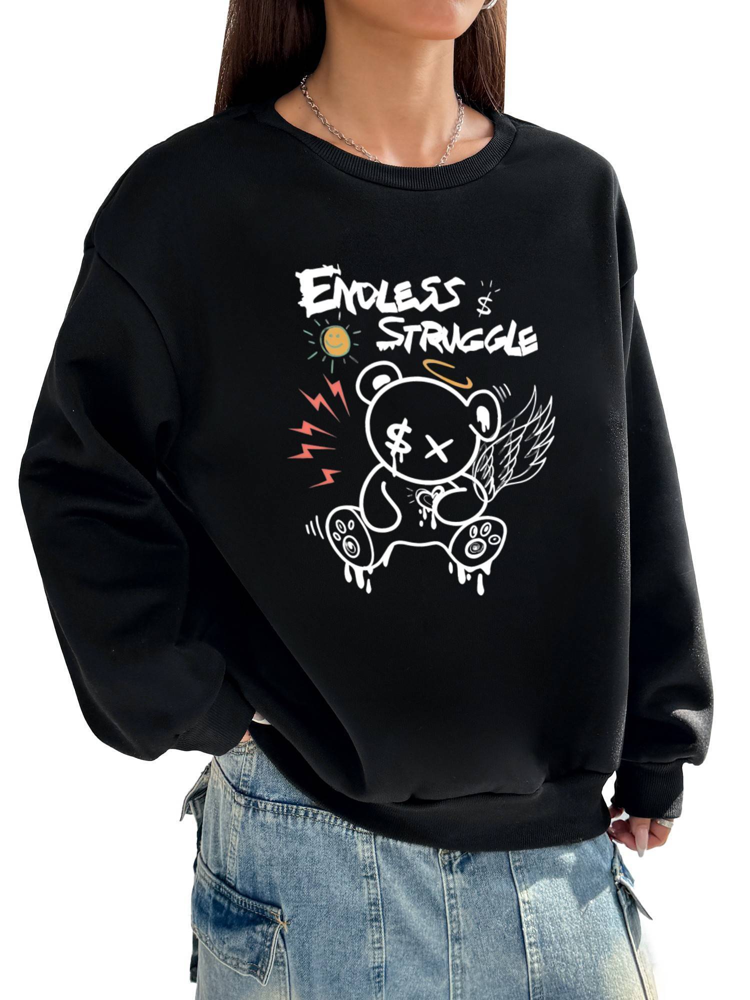 Women Sweatshirts Long Sleeve Crew Neck with Pockets