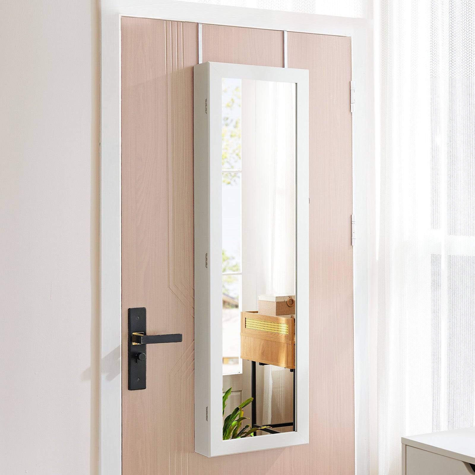 Wall Mounted Jewelry Armoire with Mirror and LED Lights