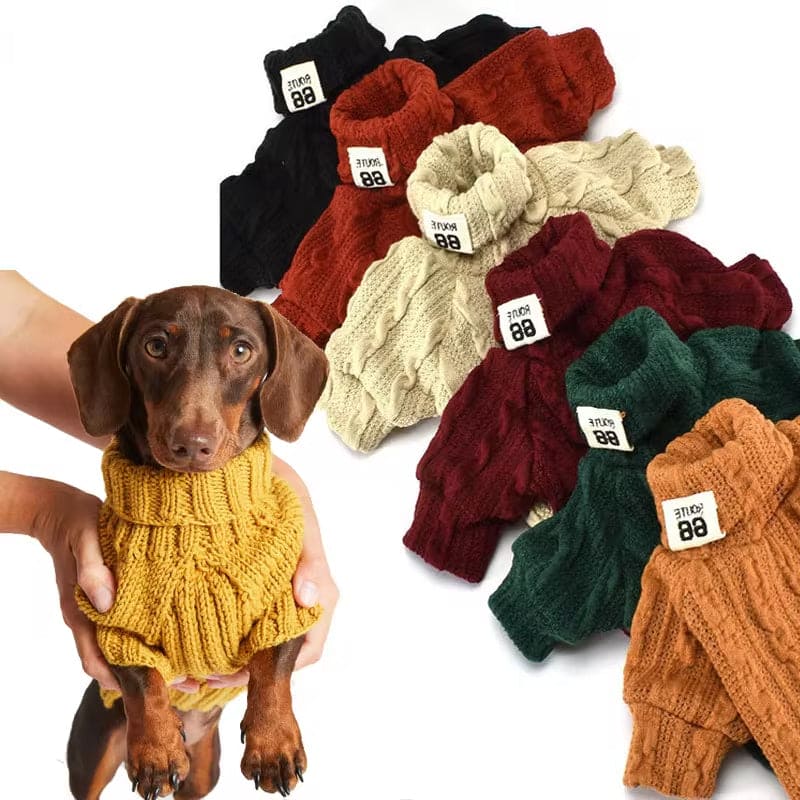 Dog Sweater Turtleneck Solid Color Dogs Clothes Warm - PMMNAPOLES