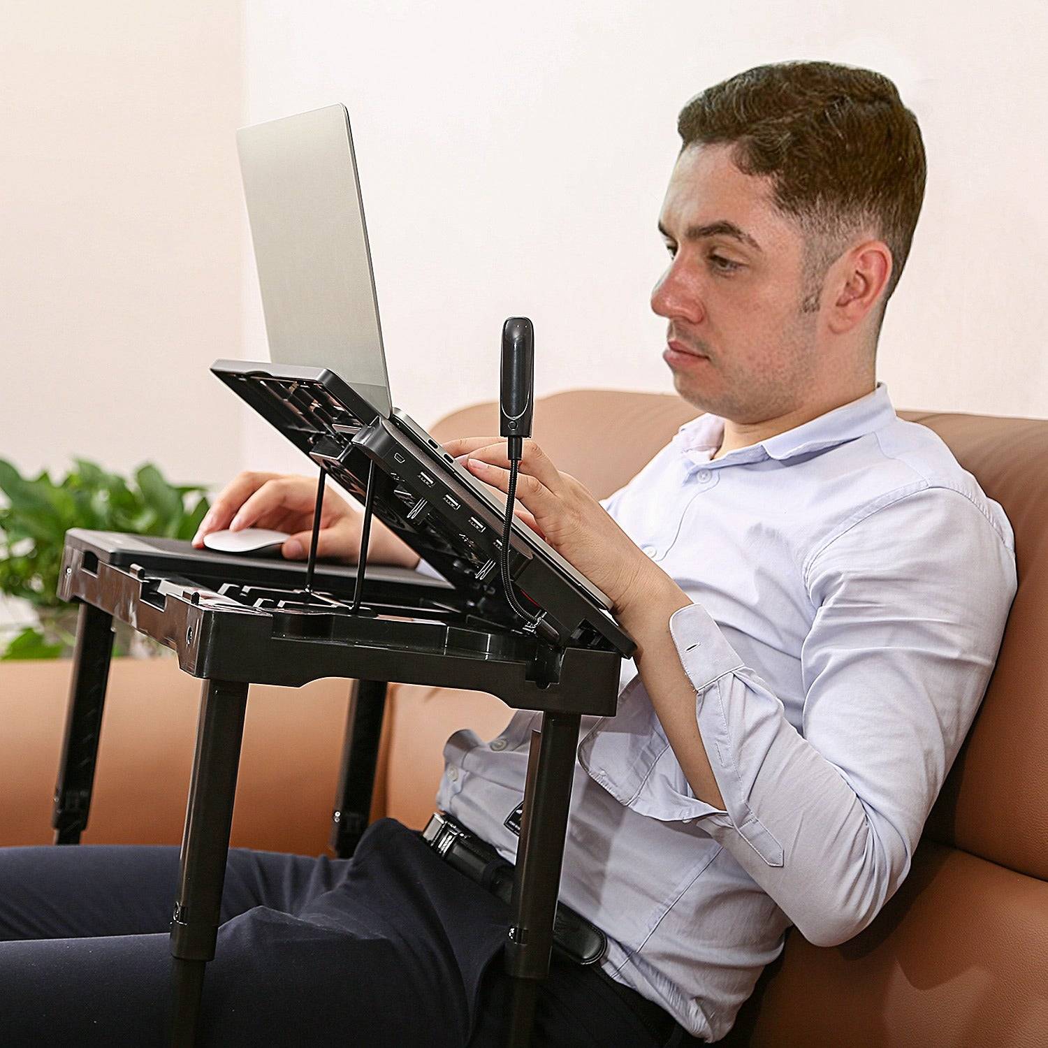 Foldable Laptop Desk with Cooling Fan and USB Ports