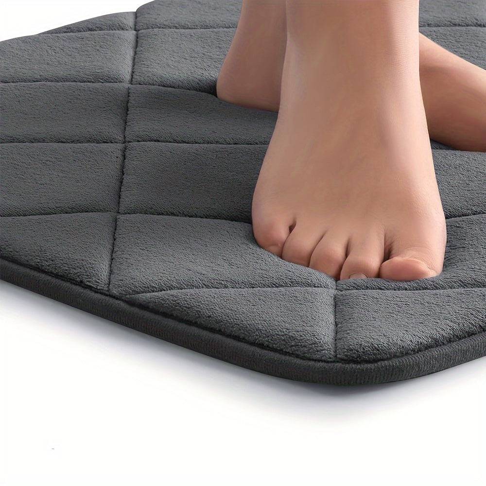 3/5pcs Bathroom Rug Set Soft Memory Foam Mats with Anti-Slip Design Machine Washable Absorbent Grey Rugs for Toilet & Floor