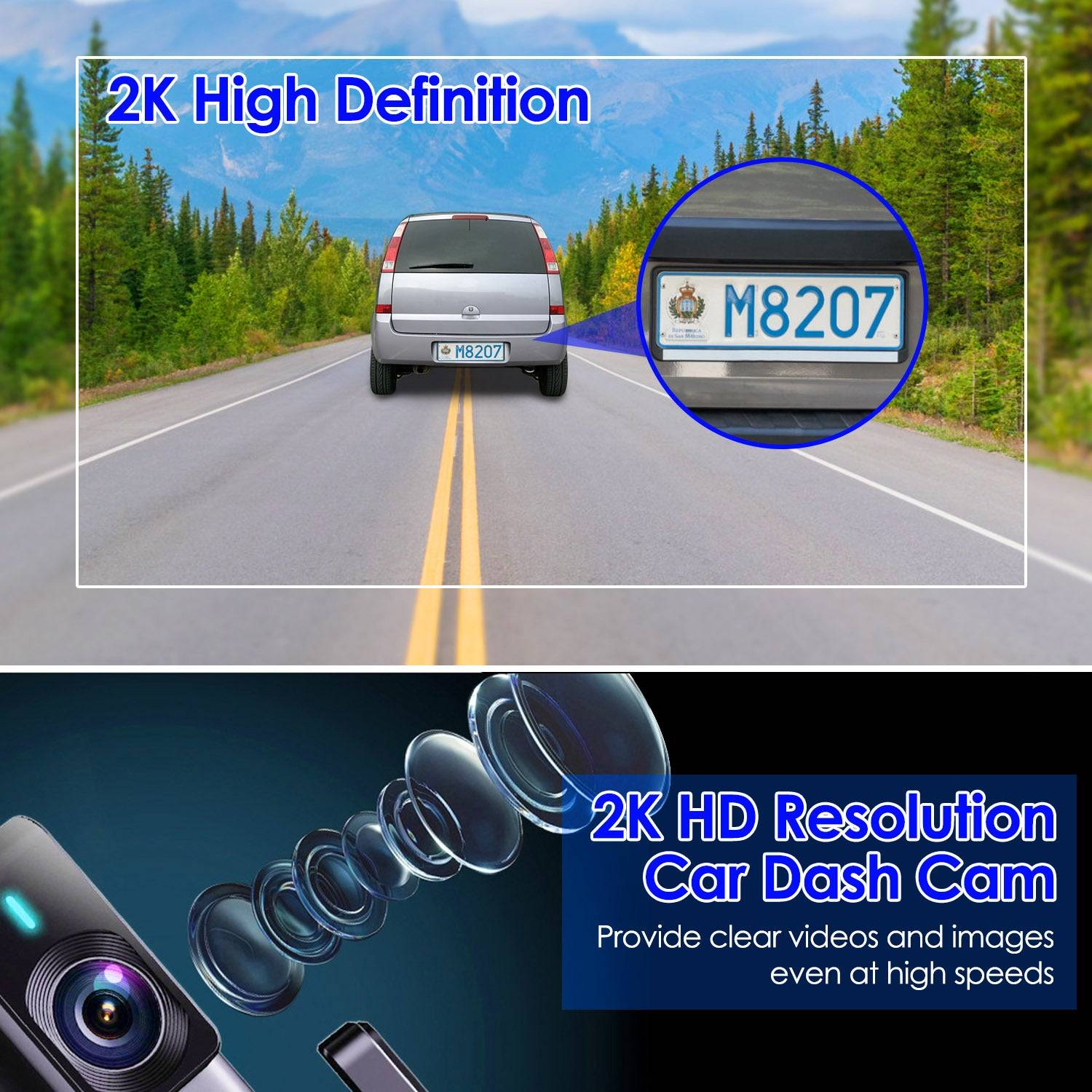 2K Dash Cam with Night Vision and IPS Screen