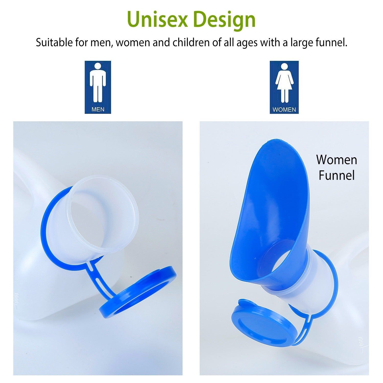 Portable Unisex Urinal Bottle with Funnel for Emergency Use