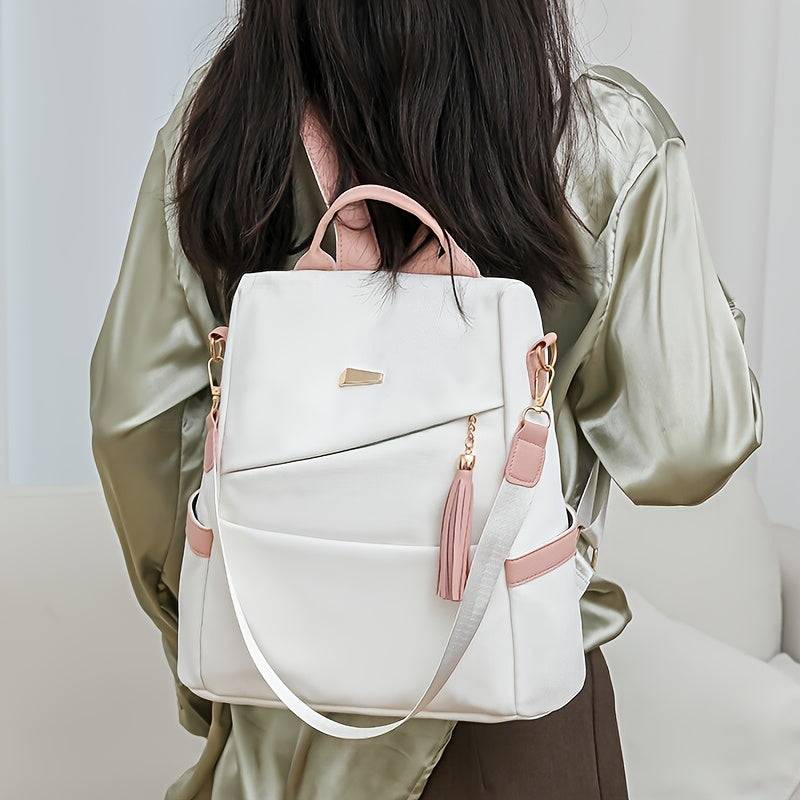 Women's Anti-Theft Travel Backpack, Lightweight PU Bag with Large Capacity, Adjustable Straps and Tassel Details, Stylish Design for Daily Use