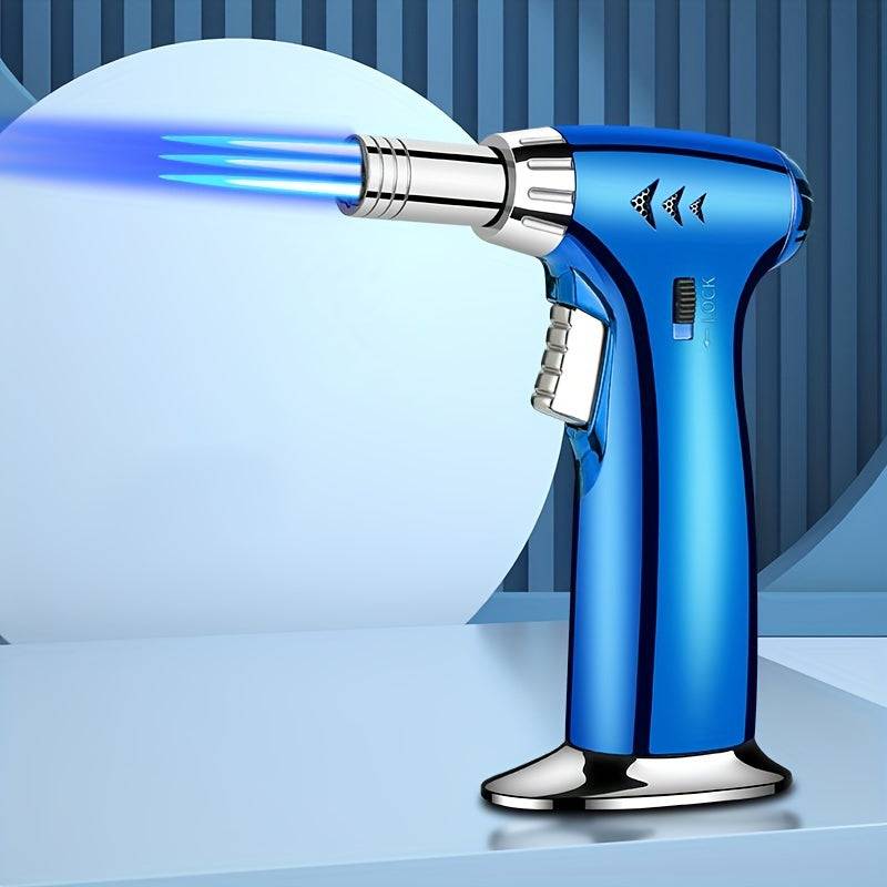 Butane Torch Lighter Windproof Refillable Design with Safety Lock & Adjustable Flame Portable Fire Starter for Camping, BBQ & Baking