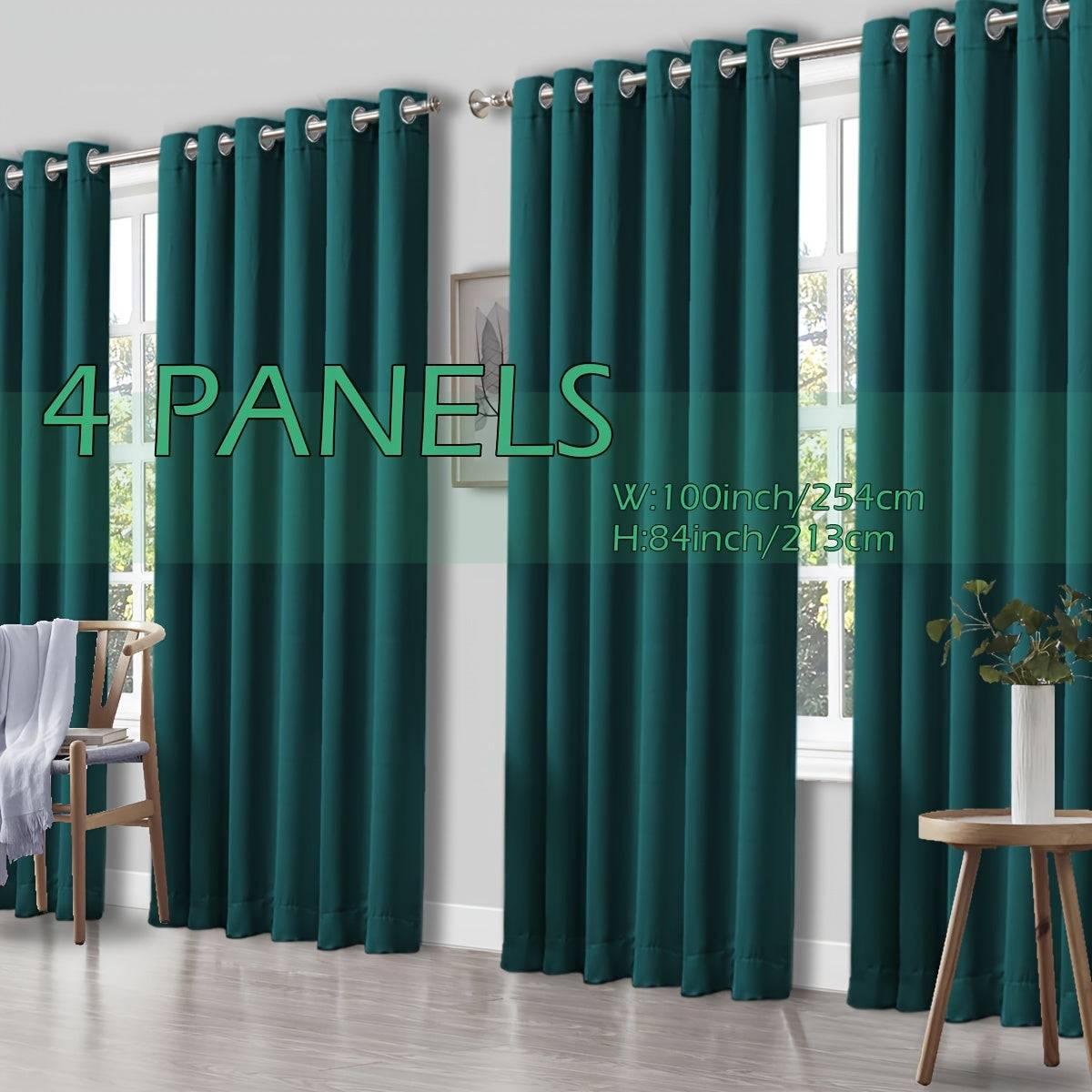 Set of 4 Thermal Blackout Curtains Triple Weave Solid Grommet Panels Insulated Patio Drapes for Complete Darkness & Comfort at Home or Office