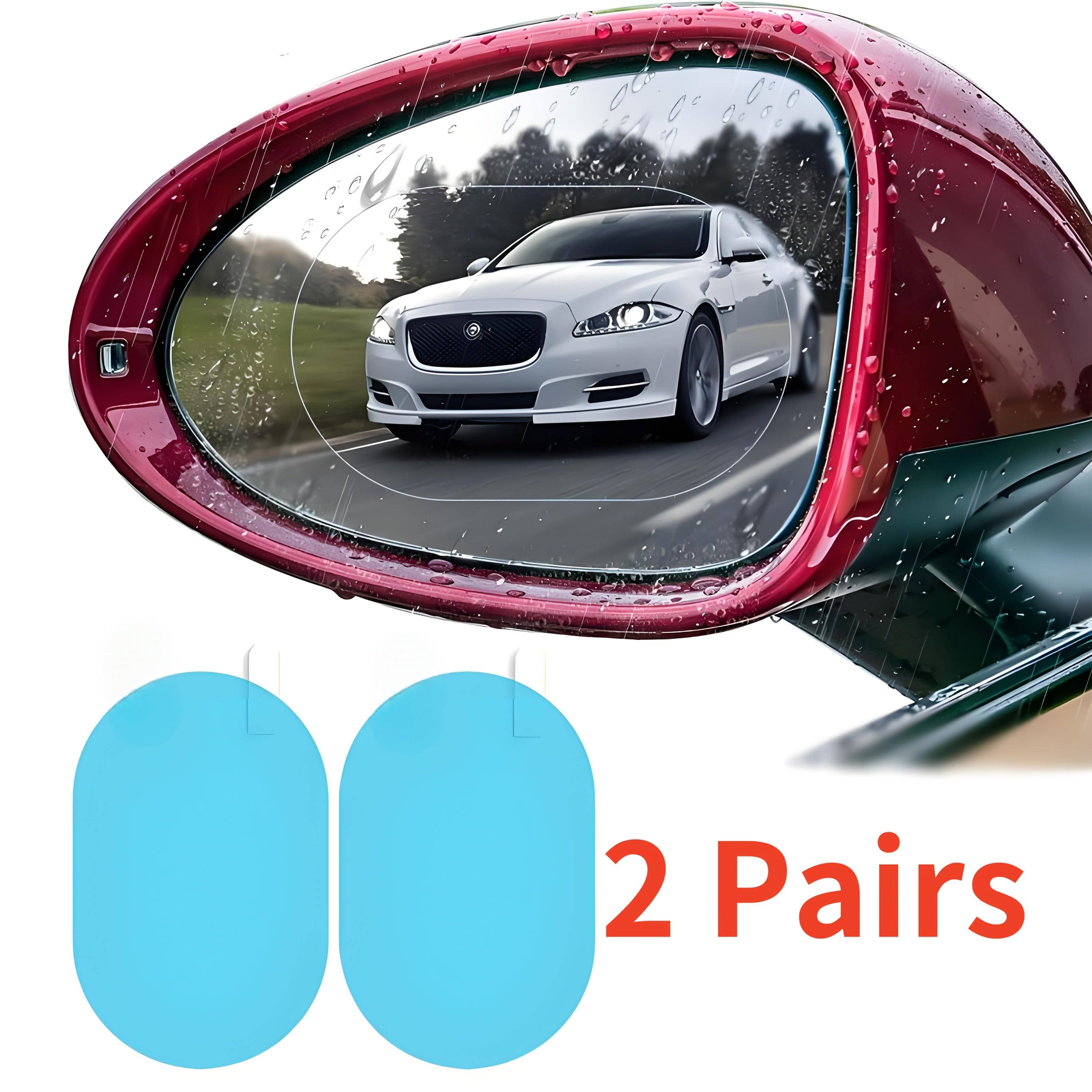 Waterproof Anti-Fog Car Mirror Film Hydrophobic Coating for Clear Rain Visibility, Easy Apply & No Residue, 2 or 4 Pairs