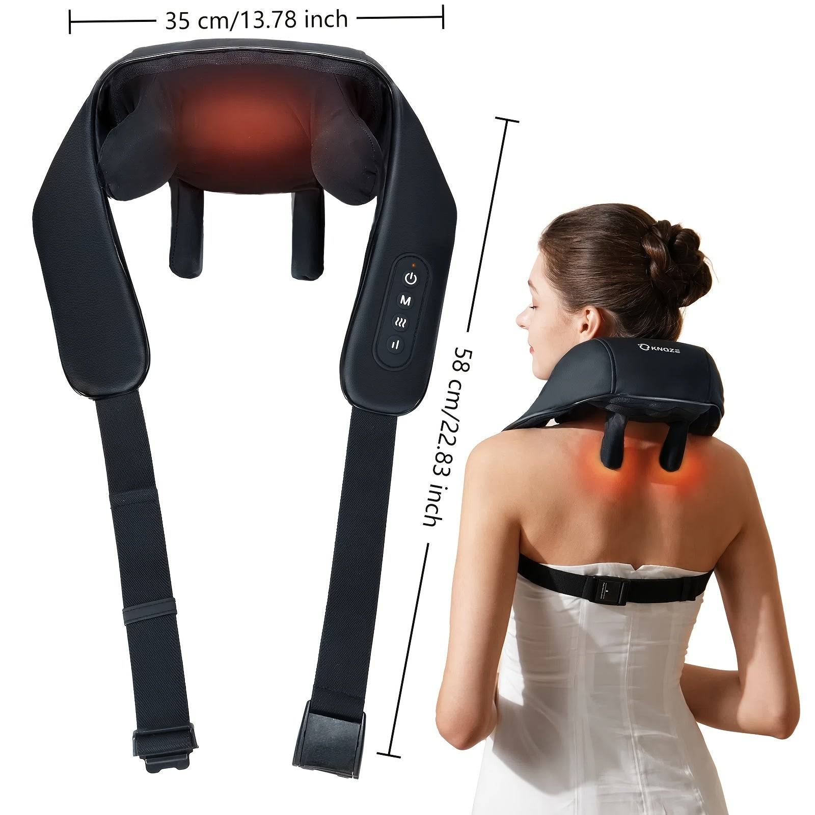 Cordless Shiatsu Neck & Shoulder Massager 4D Deep Kneading with 6 Nodes & Heat Rechargeable for Neck, Back & Leg Relaxation for Men & Women