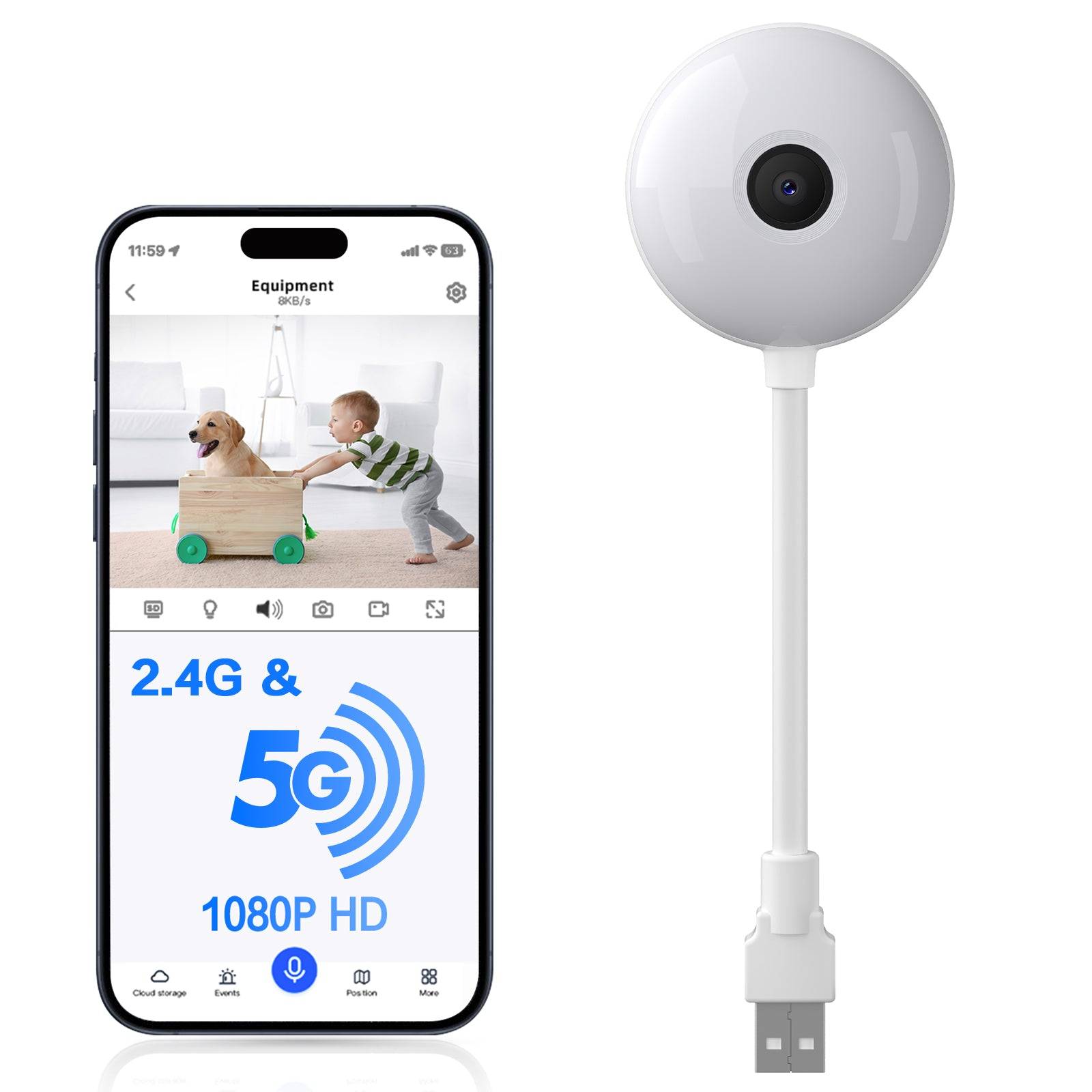 2K Smart WiFi Camera with AI Detection Night Vision Audio