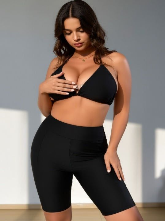 Women Elegant Solid Color Swimsuit Set