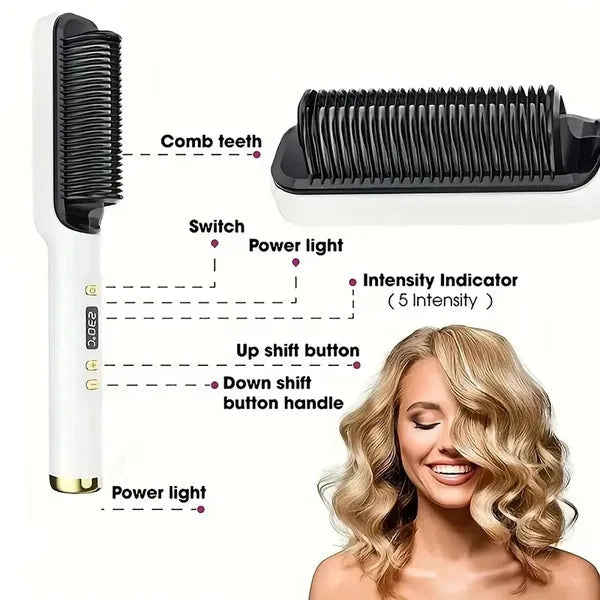 Hair Straightening Brush Ionic with LED Display