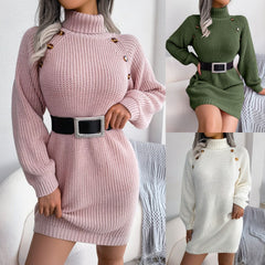 Winter Turtleneck Long Sweater Dress - PMMNAPOLES