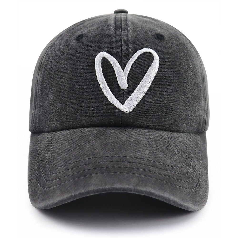 Love Heart Embroidered Baseball Caps 2 Pack Unisex
