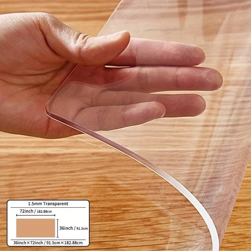 Transparent PVC Tablecloth 1.5mm Thick Protective Film Heat, Dust & Dirt Resistant Table Mat for Dining, Tea & Home Tables