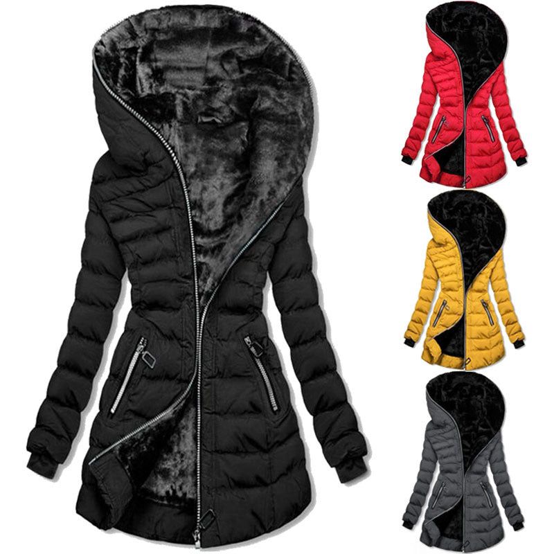 Hooded Fleece Padded Puffer Jacket For Cold Weather