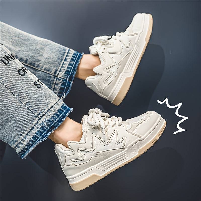 Men’s Low-Top Casual Sneakers Lace-Up Design with Thick PVC Sole & Breathable Lining for Daily Wear, Outdoor & Light Exercise
