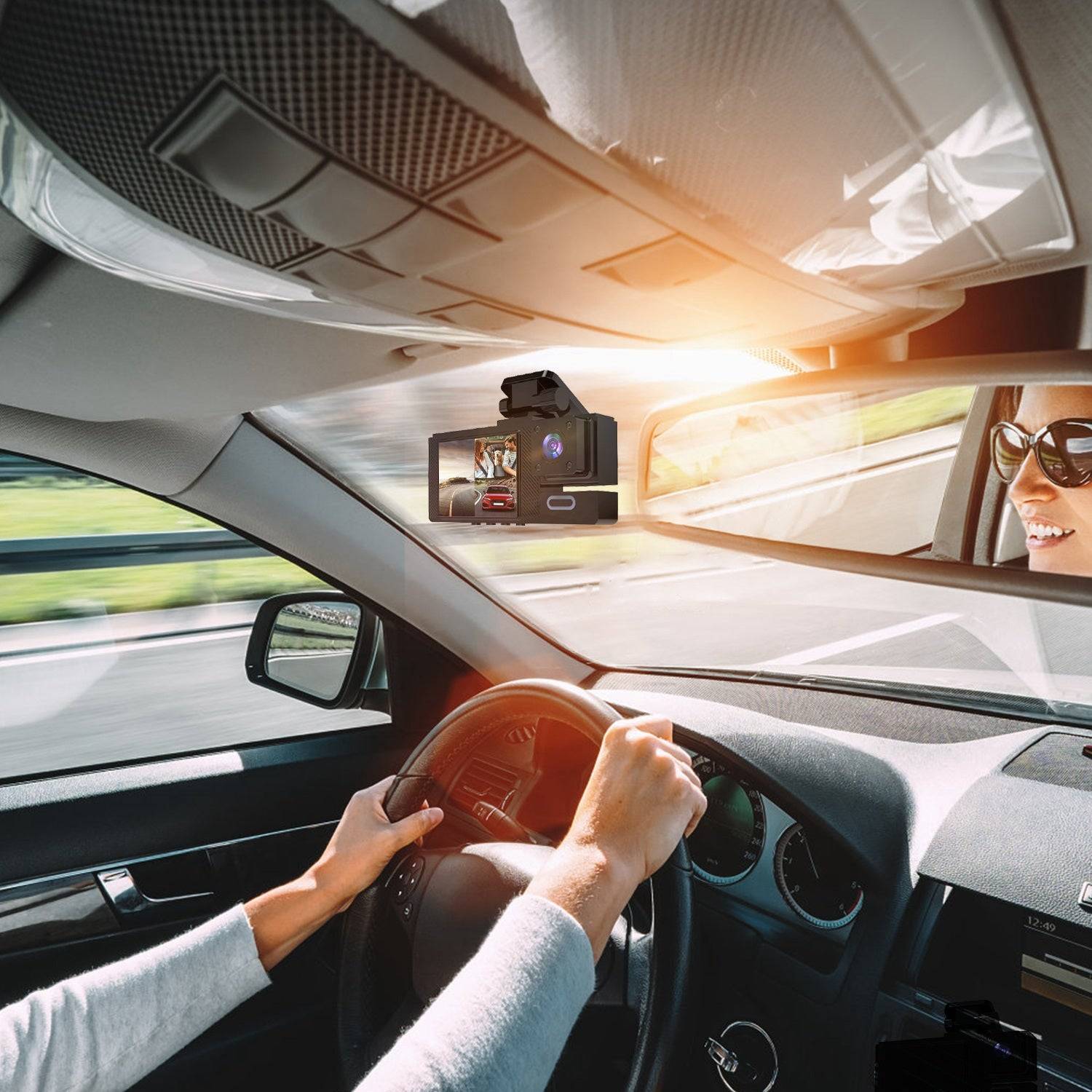 3 Channel Dash Cam 1080P WiFi with 64GB Card