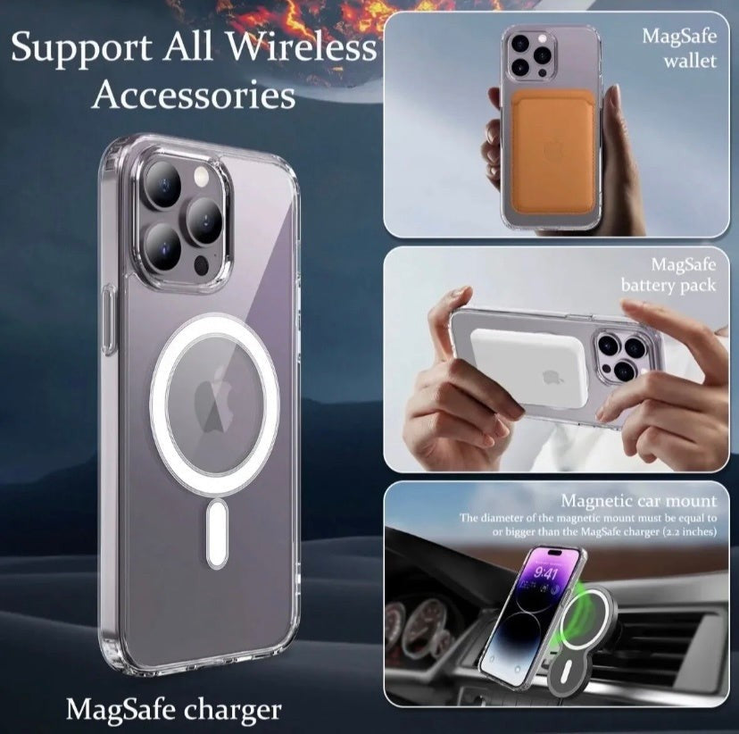 MagSafe Phone Case Clear Shockproof Military Grade Cover