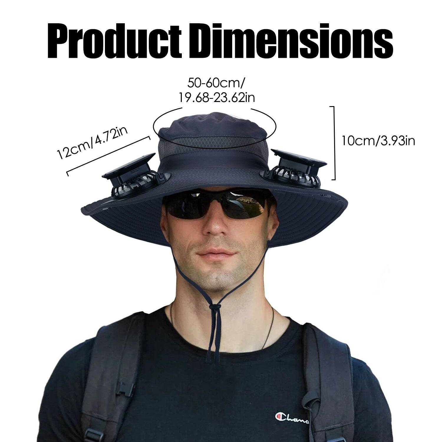 Wide Brim Sun Hat with Solar Fans and UPF50 Protection