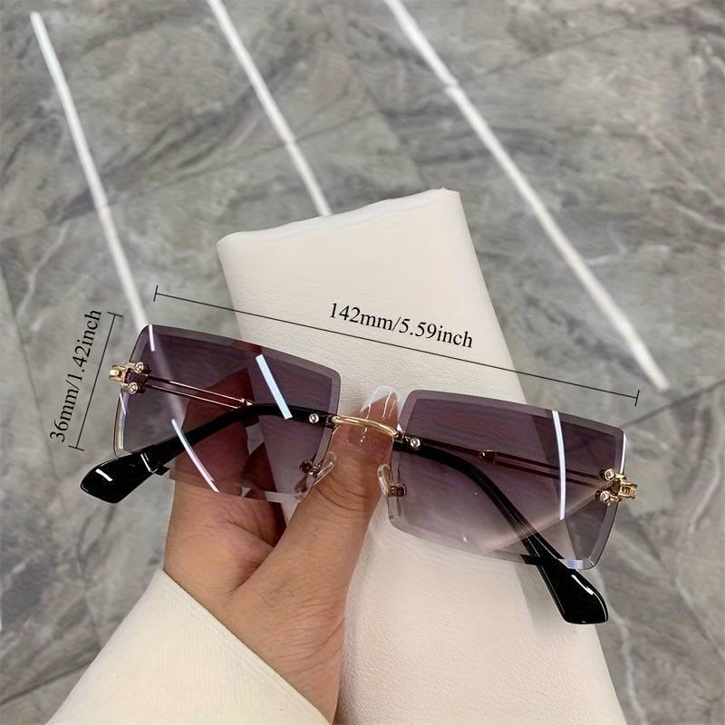 1pc Y2K rimless gradient glasses, unisex with case and cloth, ideal for daily wear and photo shoots