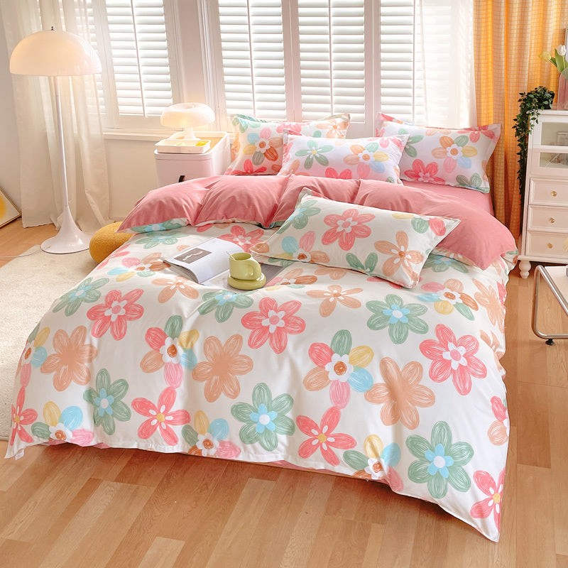 Spring Floral Bedding Set Duvet Cover 3 Piece With Shams