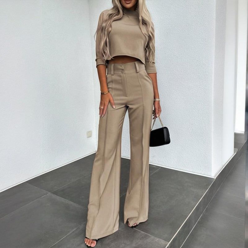 Office Outfits for Women Two Piece Cotton Blend Suit Set