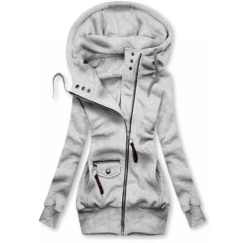 Slim Fit Hooded Jacket with Zip Front and Drawstring Waist