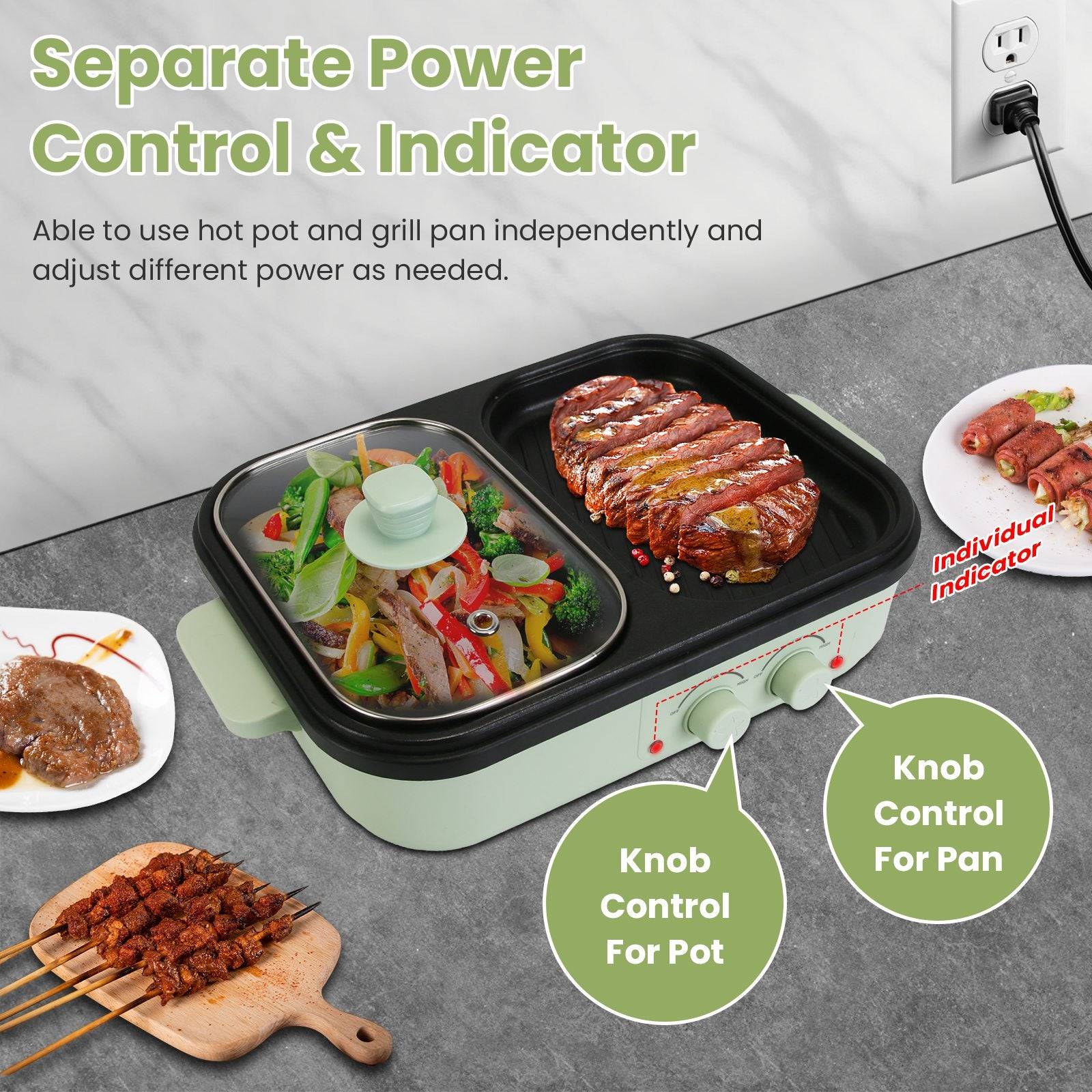 2-in-1 Electric Grill and Hot Pot 1300W for 1–2 People
