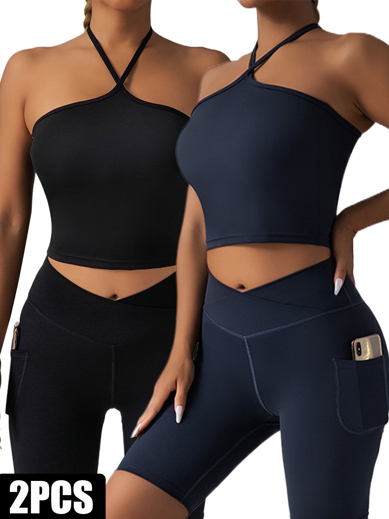 Seamless Racerback Sports Bra 2 Pack High Support Padded