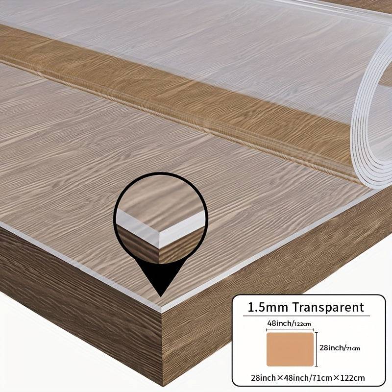 Transparent PVC Tablecloth 1.5mm Thick Protective Film Heat, Dust & Dirt Resistant Table Mat for Dining, Tea & Home Tables