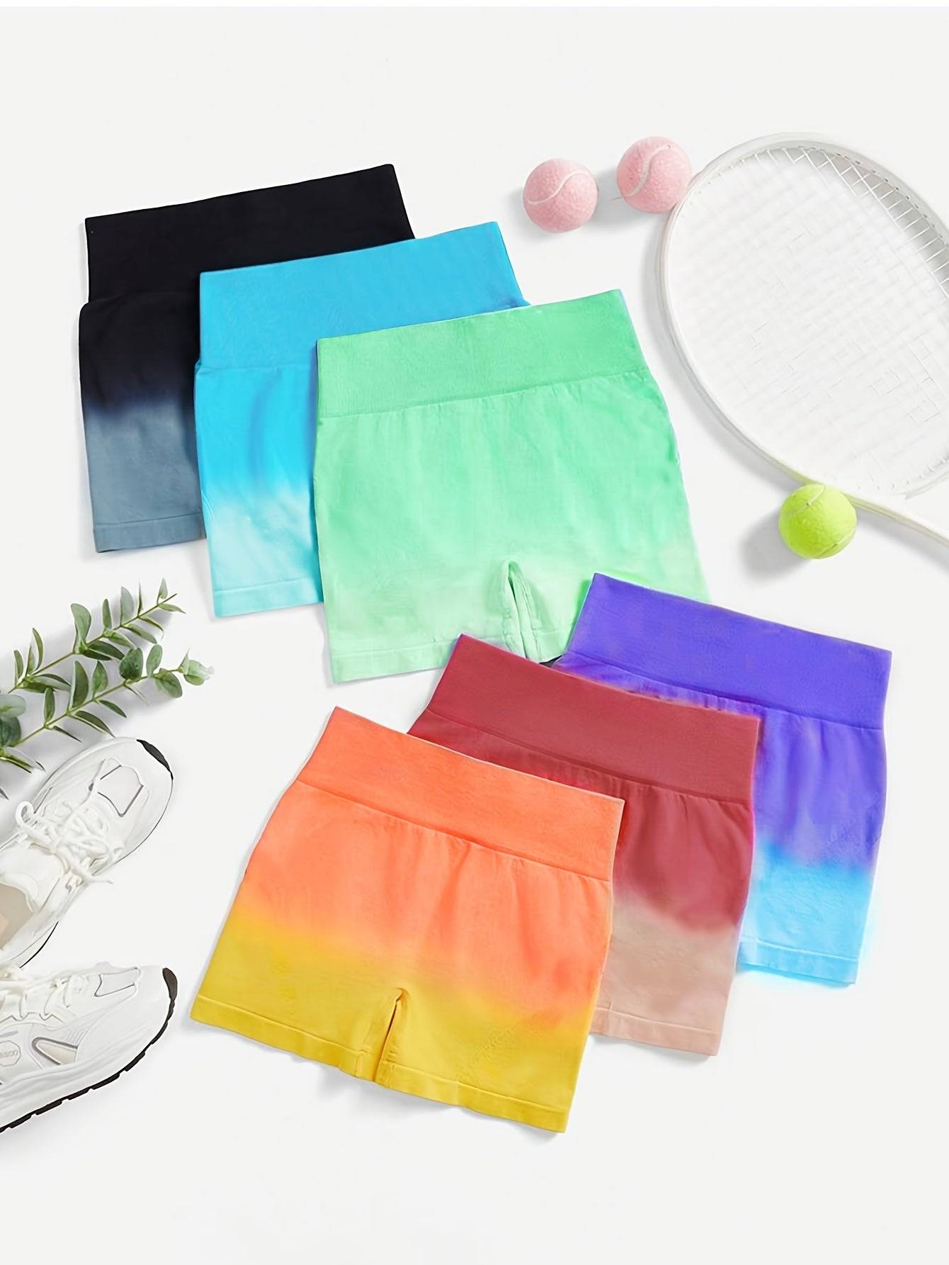 6pcs Women’s Seamless Gradient Sports Shorts, High-Stretch Summer Activewear for Casual Daily Use