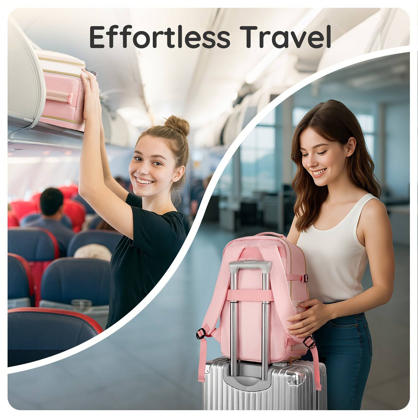 Women's Travel Backpack with USB Charging Port and Shoe Compartment, TSA 15.6" Laptop Carry-On Bag, Pink Pastel Design with Multiple Pockets