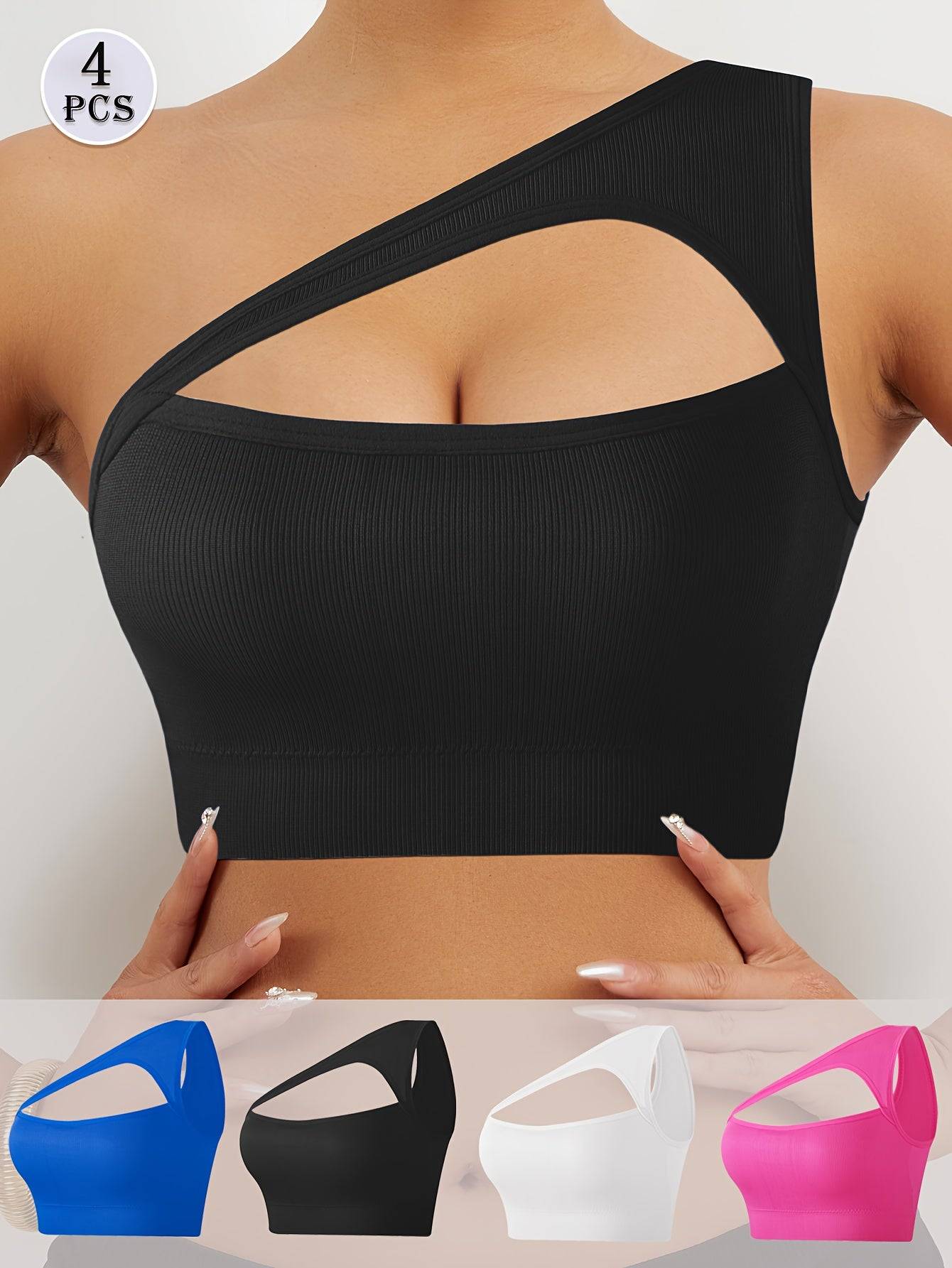 Seamless Sports Bra 4-Pack for Women, High Support Shockproof Design, Wide Strap, Breathable & Quick-Dry for Running