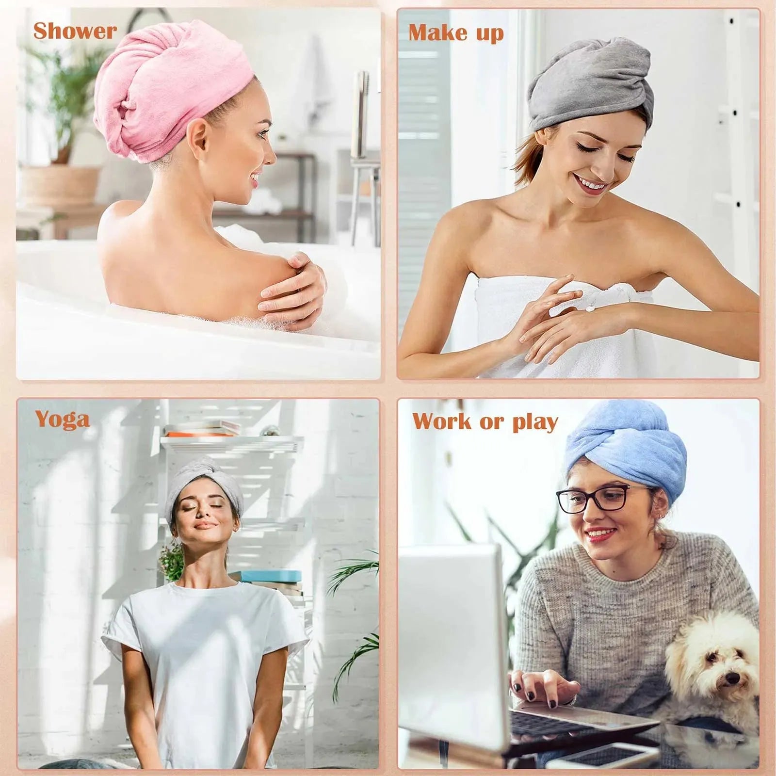 3PCS Microfiber Hair Towel Wrap Set Fast Drying