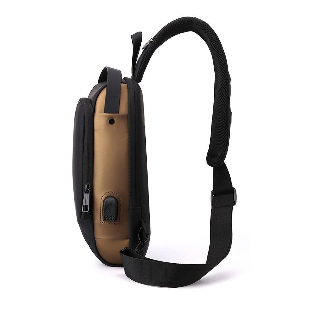 Men's anti-theft chest bag with password lock, crossbody design, multiple compartments, for commuting and travel
